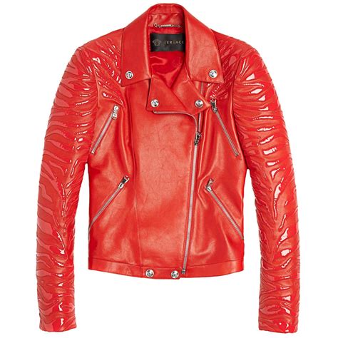 versace red leather jacket|versace collection leather jacket.